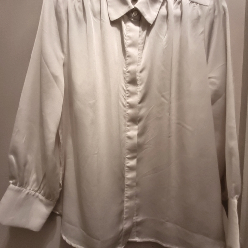 Ann Taylor Cream Blouse with Classic Collar